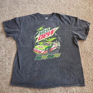 Mountain Dew Racing Graphic T-Shirt Mens XL Charcoal Gray Cotton 2024 Stock Car